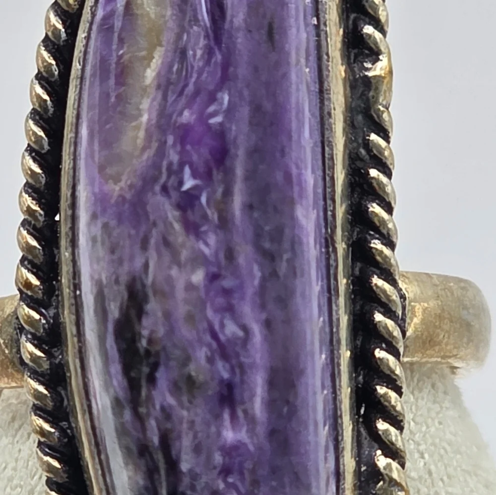 Artisan Sterling Silver Ring Purple Charolite Size 8 - Picture 6 of 7